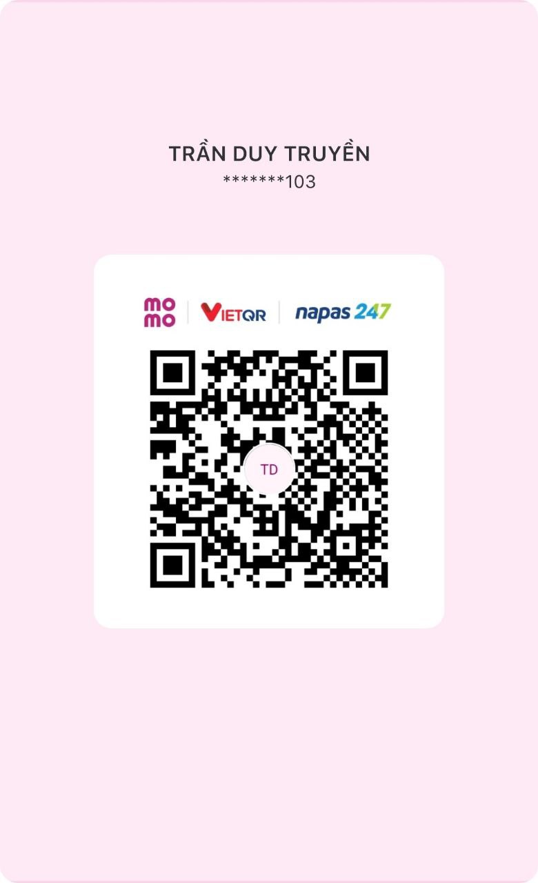 Mã QR MoMo VietQR nhận ủng hộ tác giả website Trần Duy Truyền, tài khoản kết thúc bằng 103